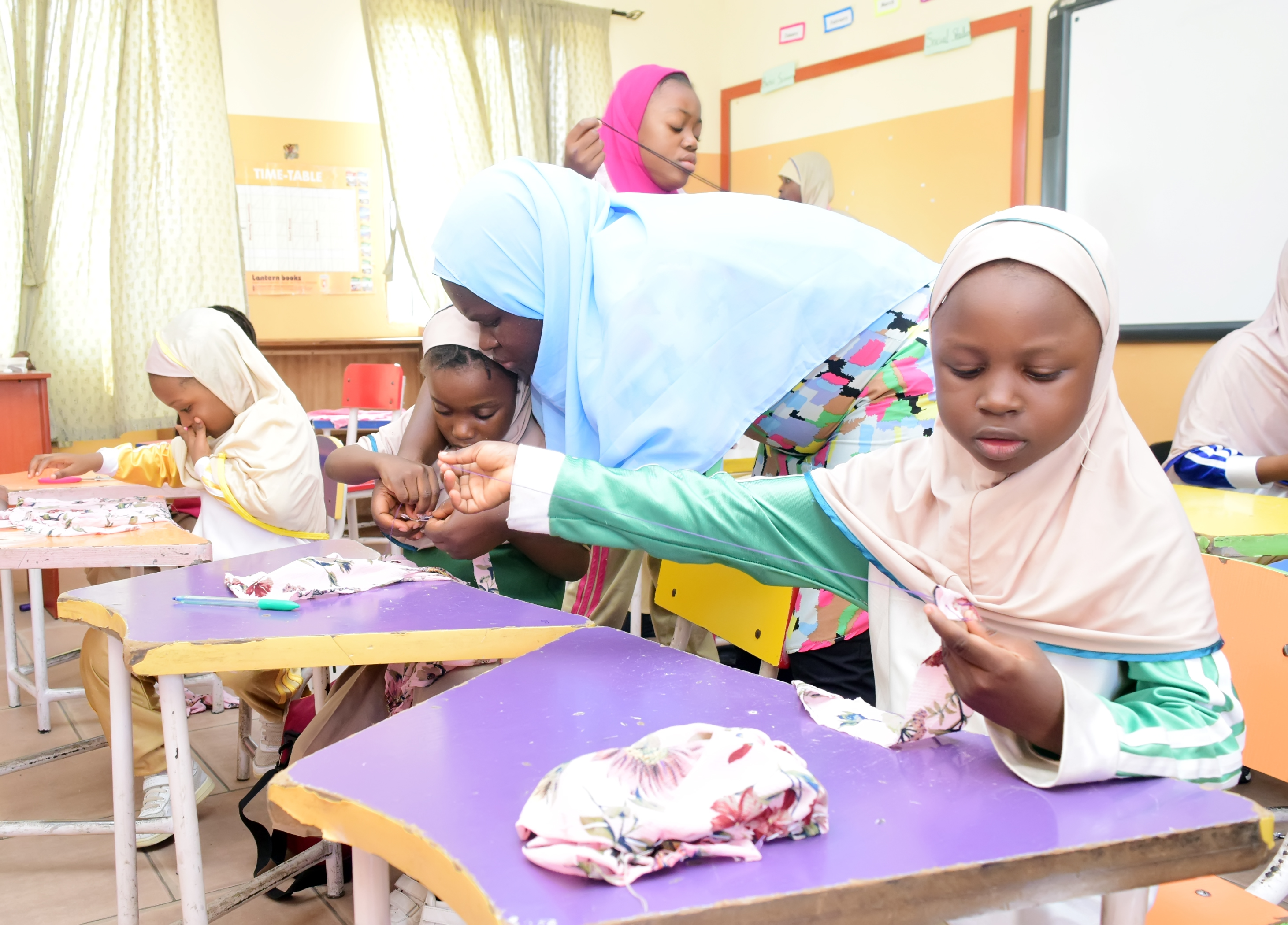 Older pupils in practical class